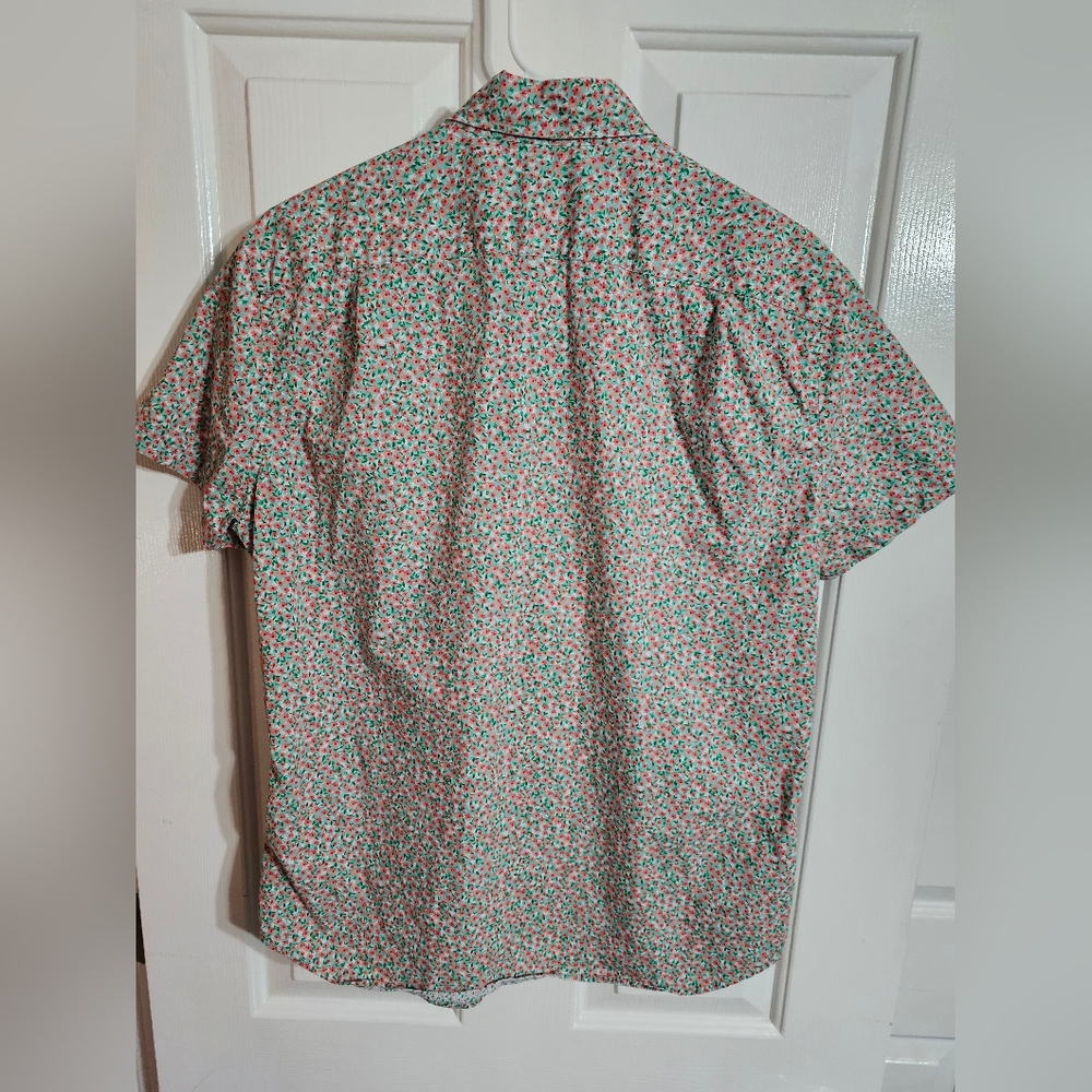 J.Crew Mens M Button Down White Floral Cotton Shirt Preppy Retro Summer - Picture 3 of 6